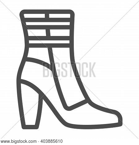 Women Warm Ankle Boot Line Icon, Winter Clothes Concept, Casual Jackboot Sign On White Background, L