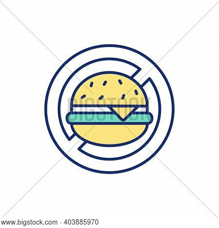 Junk Food Refusal Rgb Color Icon. Healthy Eating Habits Development. Weight Gaining. Stop Overeating