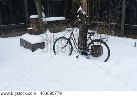 The Bike Is In The Winter Yard