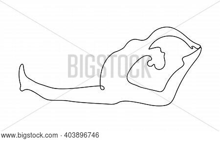 Continuous Line Drawing Of Women Doing Stretching. Health Concept.