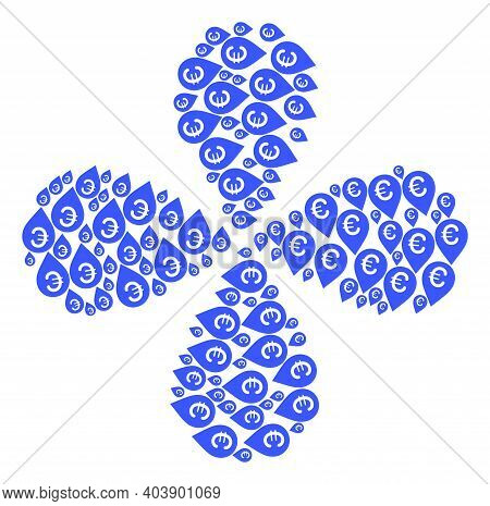 Euro Map Marker Curl Abstract Flower. Element Twist Organized From Oriented Euro Map Marker Symbols.