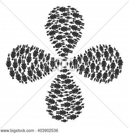 Woman Explosion Flower Cluster. Element Flower With 4 Petals Composed From Oriented Woman Items. Vec