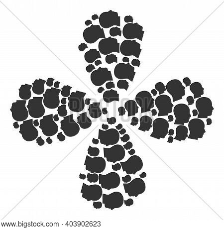 Man Profile Rotation Burst. Object Flower Designed From Oriented Man Profile Items. Vector Flower Co
