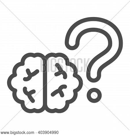 Brain With Question Mental Health Line Icon, Human Health Concept, Brain With Question Mental Health