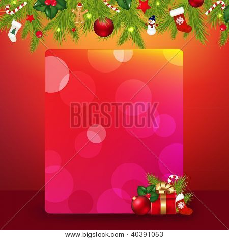 Christmas grænsen med Garland og Banner med gradienten Mesh, vektor Illustration