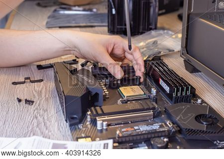 Moscow, Russia - 25 Dec 2020: Ddr4 Ram Modules In Their Original Packaging On A Black Table