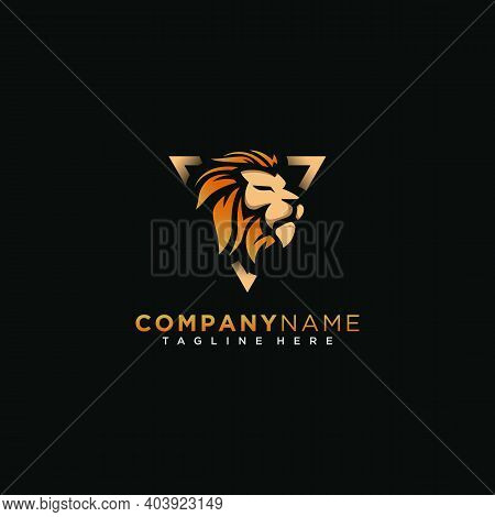 Lion Head On The Triangle. Usable For Business, Services, Foundation