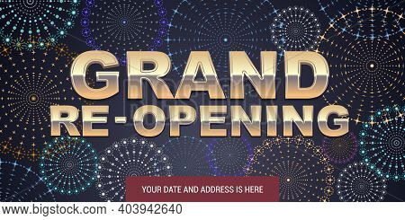 Grand Opening Or Re-opening Vector Banner, Illustration.
