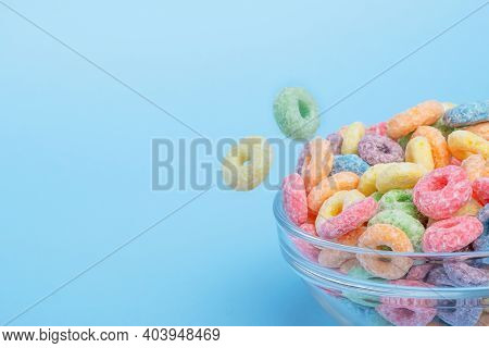 Colored Fruit Grain Loops In A Bowl.