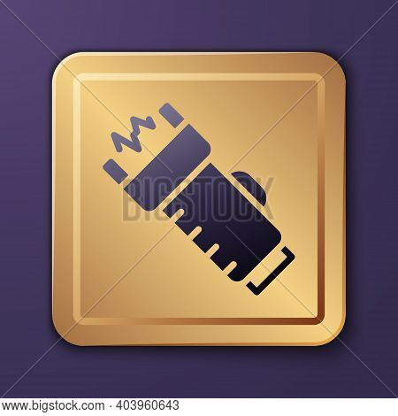 Purple Police Electric Shocker Icon Isolated On Purple Background. Shocker For Protection. Taser Is 
