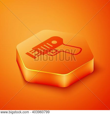 Isometric Police Electric Shocker Icon Isolated On Orange Background. Shocker For Protection. Taser 
