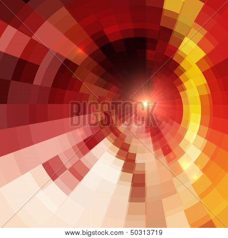 Abstract red shining circle tunnel background