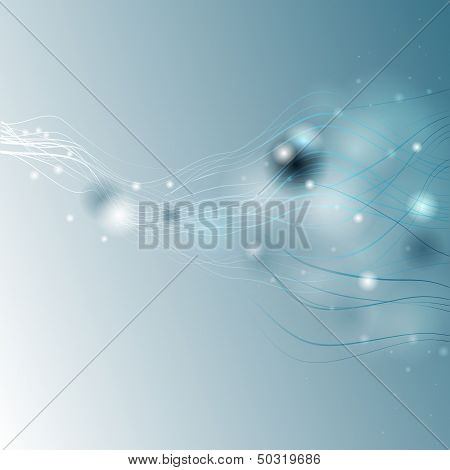 Abstract Light Wave On The Blue Backgraund