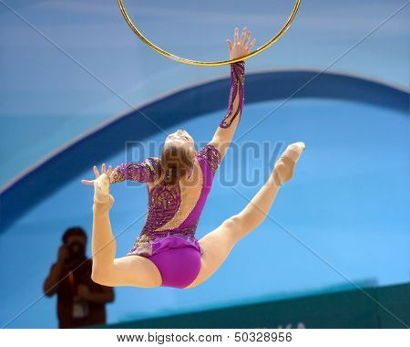 KIEV, UKRAINE - AUGUST 28: Alina Maksymenko of Ukraine in action during the 32nd Rhythmic Gymnastics World Championships in Kiev, Ukraine on August 28, 2013