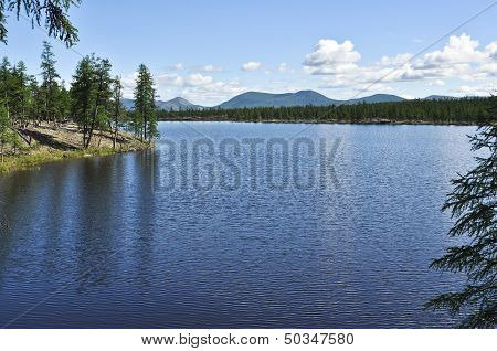 Landscape Of The Lake Sunny Day.