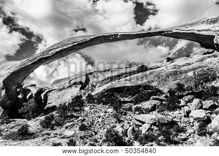 Landscape Arch Black White Rock Canyon Devils Garden Arches National Park Moab Utah