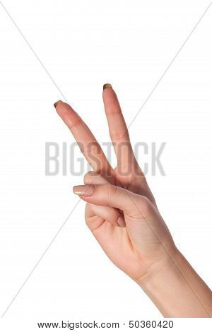 Hand With Two Fingers Up In The Peace Or Victory Symbol