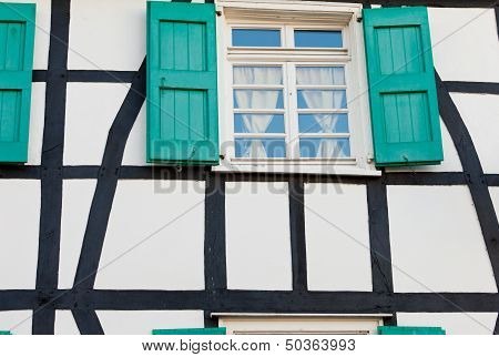Shuttered Window In A German Timber Frame House