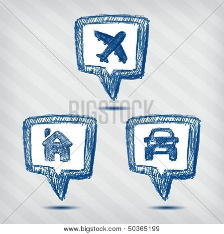 set of pointer icons on a striped baclground
