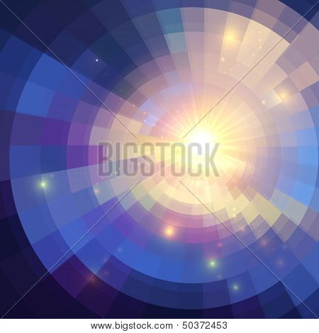 Abstract violet shining circle tunnel background