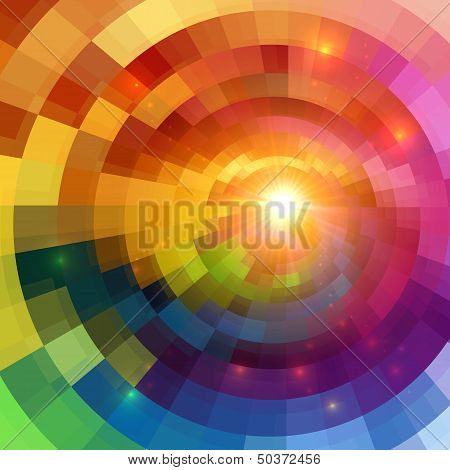 Abstract colorful shining circle tunnel background