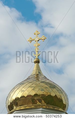 Dome And Cross Of Svyato-duhov Monastery Close-up
