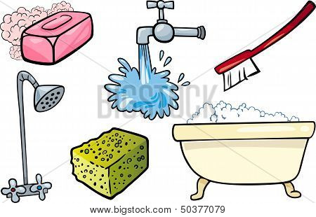 Hygiene Objects Cartoon Illustration Set