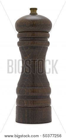 Wood Pepper Mill Isolated On White Background (clipping Path)