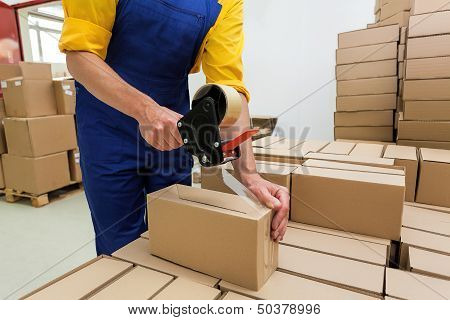 Worker With Tape Gun