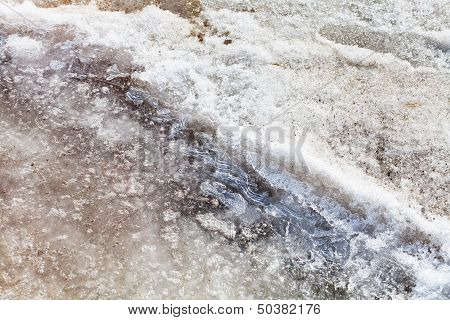 Crust Of Ice On Melted Snow