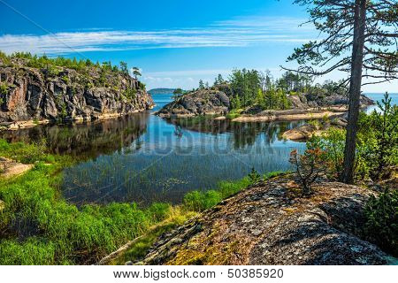 rocky islands of Ladoga lake 