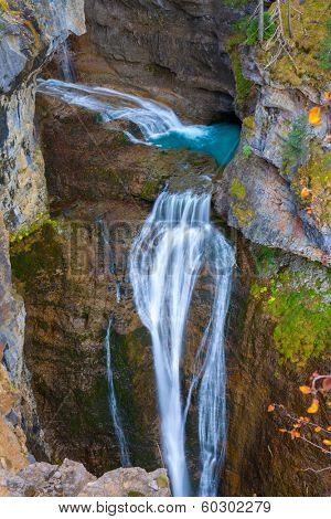 Cascada del Estrecho waterfall in Ordesa valley Pyrenees Huesca Spain Arazas river