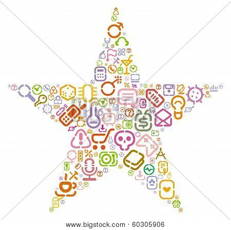 Stencil Icons In Star Shape