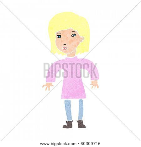 cartoon cautious woman