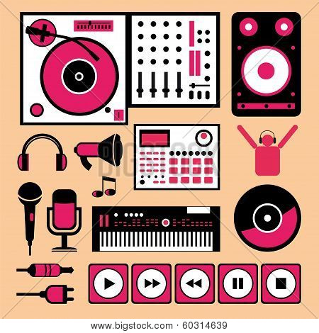 Colorful Dj Music Set.