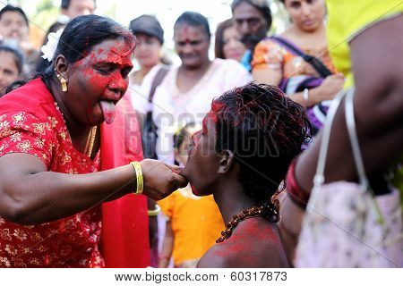 Penang, Malaysia - January 17: Hindu Devotee Prepare For Hindu Ritual  In Thaipusam Festival On Janu