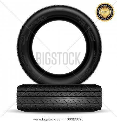 Illustration of car tire isolated on white background. Vector.