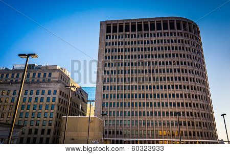 Cluster Of Buildings, Seen From The Top Of The City Center Parking Garage, In Downtown Wilmington, D