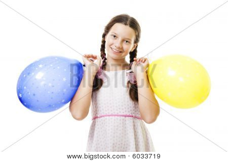 Teenager Girl Standing With Ballons