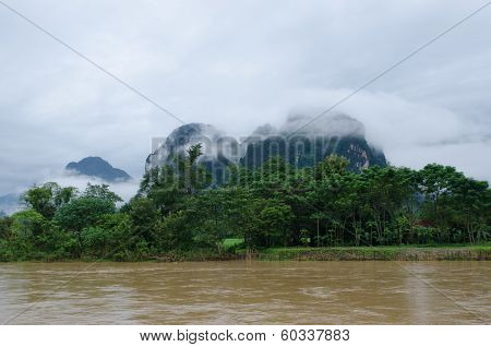 asian urban landscape,Vangvieng, Laos