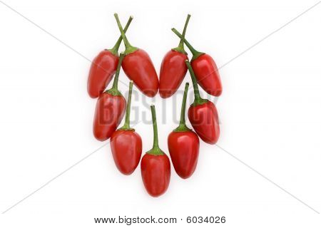 Sydän punainen kuumat paprikat