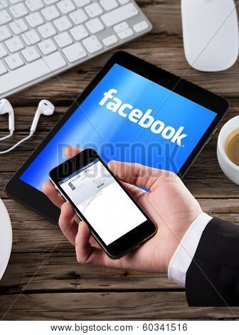 PRAGUE, CZECH REPUBLIC - FEBRUARY 20, 2014: Facebook is an online social networking service founded in February 2004 by Mark Zuckerberg with his college roommates and is now a fortune 500 company.