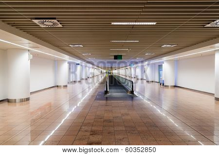 Interior Of A Modern Terminal In International Airport With Escalator