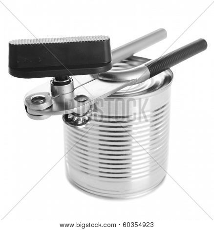 Can piercer with canned isolated on white