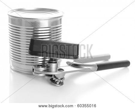 Can piercer with canned isolated on white