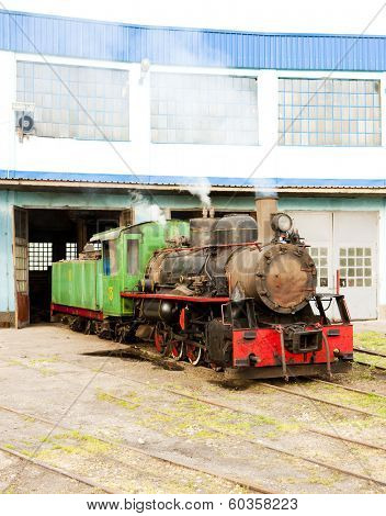 steam locomotive in depot, Kostolac, Serbia