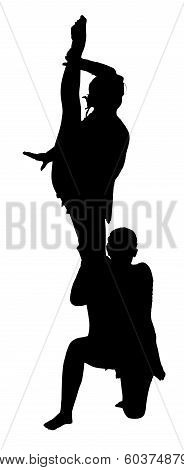 Acrobatic Gymnastics Girl Balancing Girl In Air