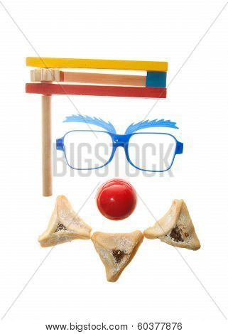 Clown's face - Purim arrangement with Hamentashen