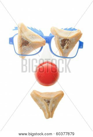 Clown's face - Purim arrangement with Hamentashen