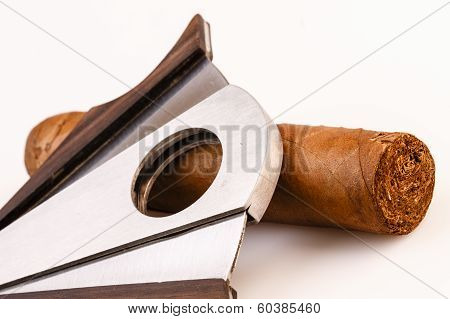 Cigar And Cutter On A White Background